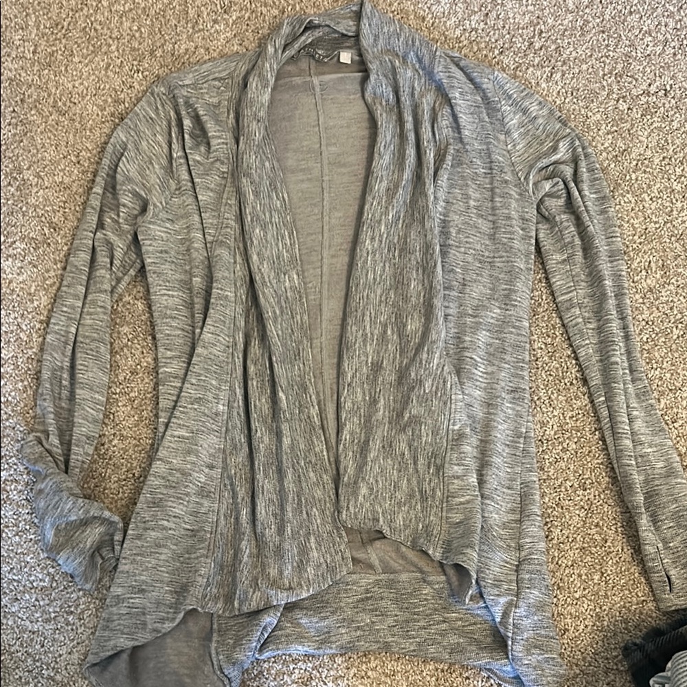 Athleta Gray Draped Cardigan Sweater